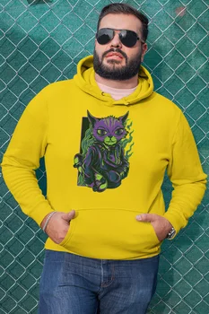 

Angemiel Wear Skateboarder Cool Cat Yellow Men 'S Hooded Sweatshirt