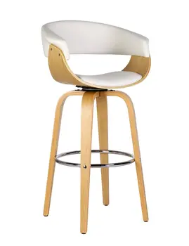 

Stool MUNICH, 4 legs, rotatable, maple wood, similpiel White