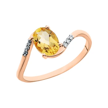 

Gold ring with cubic zirconia and citrine sunlight sample 585 test