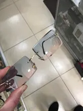 Viaje de moda de estilo sin montura anteojos para sol de Montañismo de moda pequeño rectángulo gafas de sol UV400 tonos para las mujeres de los hombres gafas