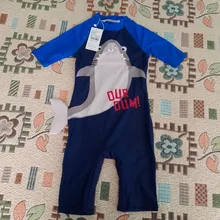 Julysand-bañador de una pieza para niños, traje de baño de una pieza con estampado de dibujos animados de tiburón UPF 50 +, traje de baño de gama alta para niño