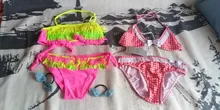 Traje de baño para niñas adolescentes de 5 a 12 años, bañador con borlas, Bikini grande con cuello Halter, traje de baño con flecos