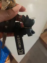 Moda Punk llavero de Bulldog Francés de cuero de la PU perro llaveros para las mujeres bolso colgante joyas baratija del coche de los hombres, anillo de clave de la cadena