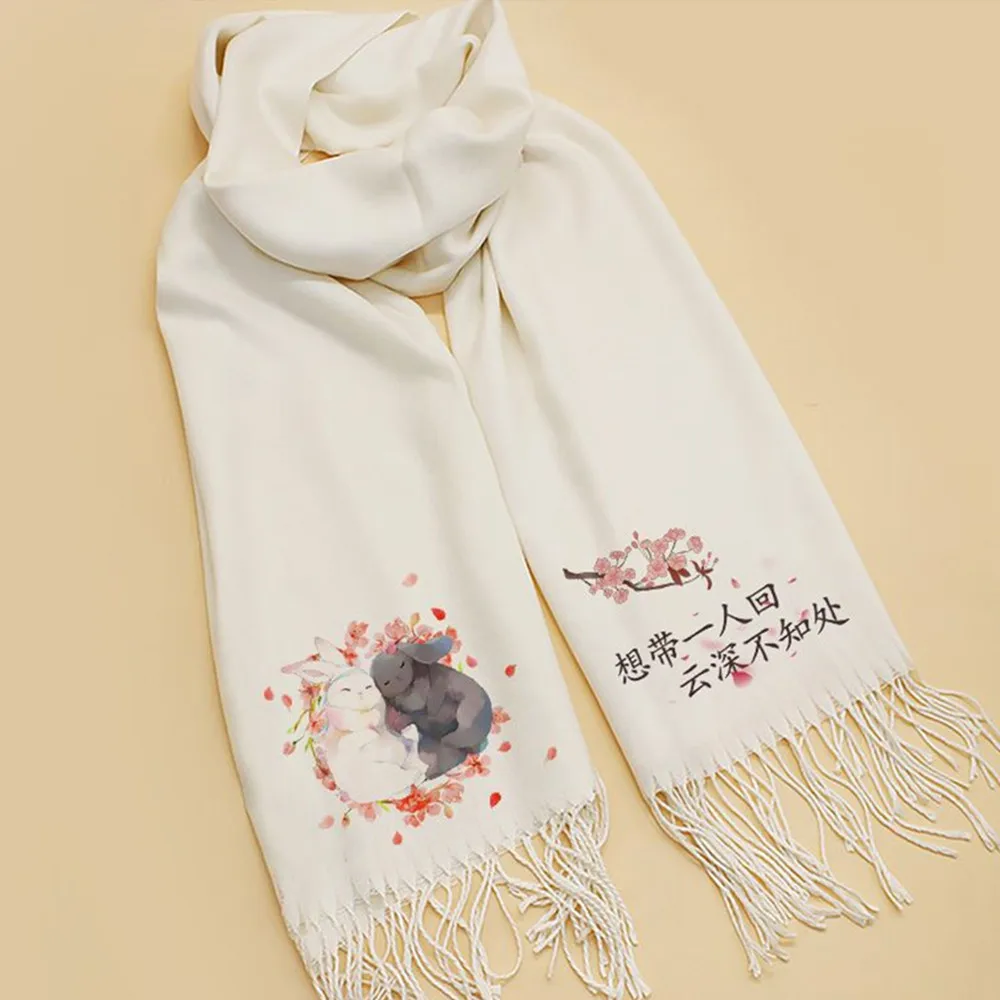 Anime Mo Dao Zu Shi Cute Rabbit Scarf Wei Wuxian Lan Wangji Cosplay Women Men Winter Warm Scarf Clothing Accessories Fans Gift