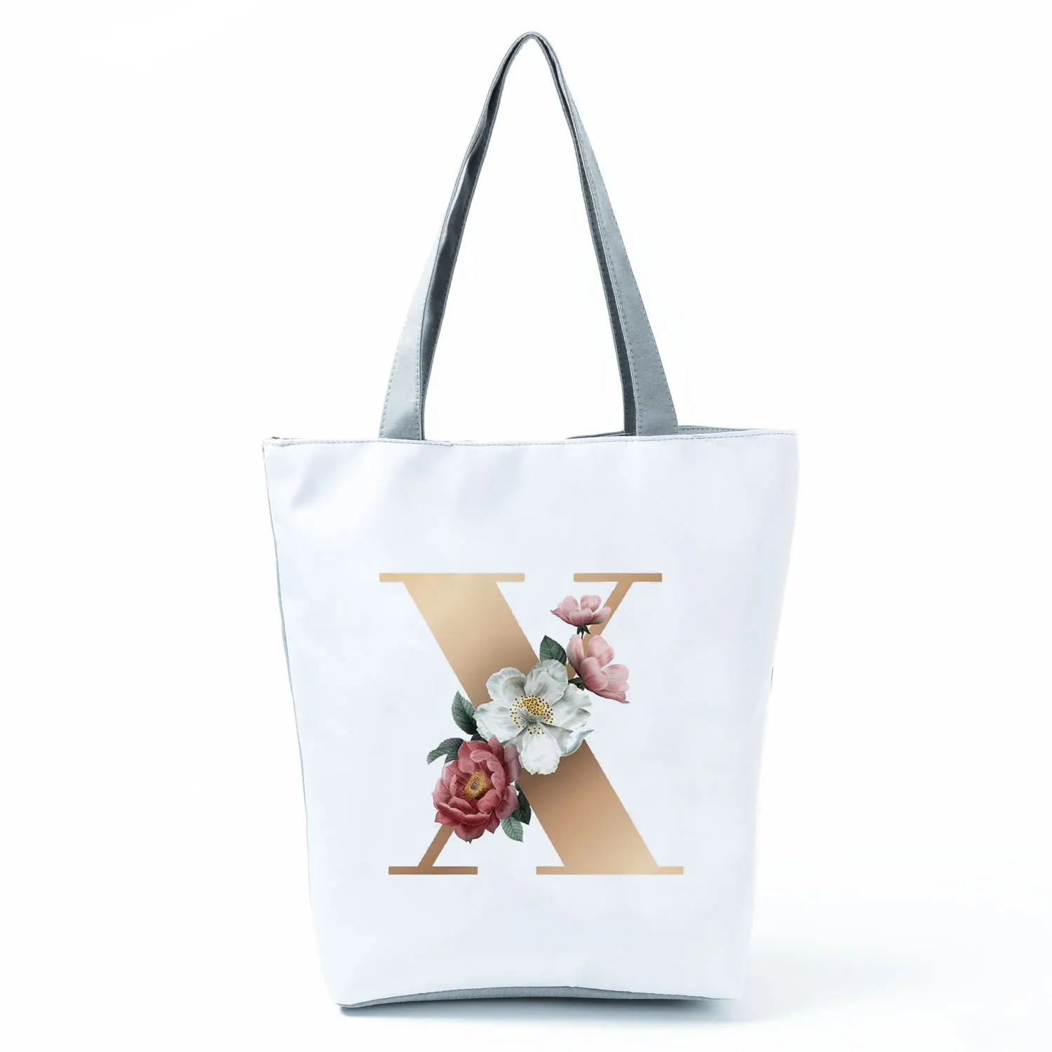 best women's bags for work Floral Letter Shopping Bags Customizable Bag Simple Large Designer Handbags Shoulder Canvas Shopper for Groceries Sac Tote black tote bag Totes