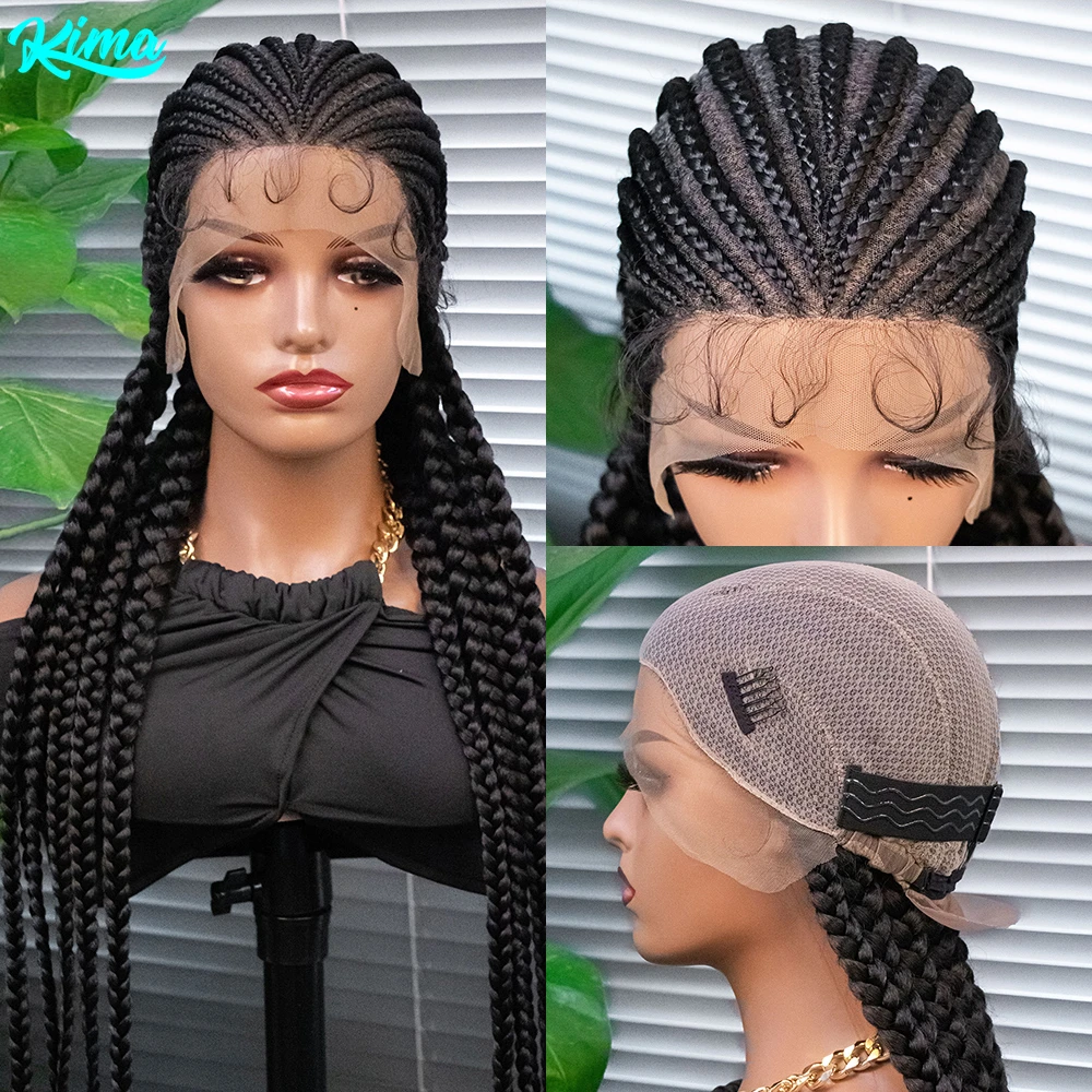 Braided Wigs Cornrow Box Braids Wig With Baby Hair For Black Women Full  Lace Wigs Synthetic Lace Front Wig Braid African - Synthetic Lace Wigs(for  Black) - AliExpress