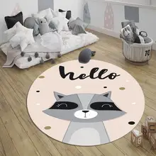 Розовый, серый, с сердечками енота, животных, нордека, 3d узор, принт, Нескользящие, круглые ковры, ковер для детей, детская комната