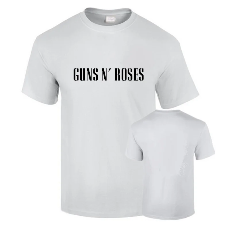Premium White Guns And Roses Hard Rock Axl Rose Slash Print Premium Cotton 190Grs T-Shirt Unisex