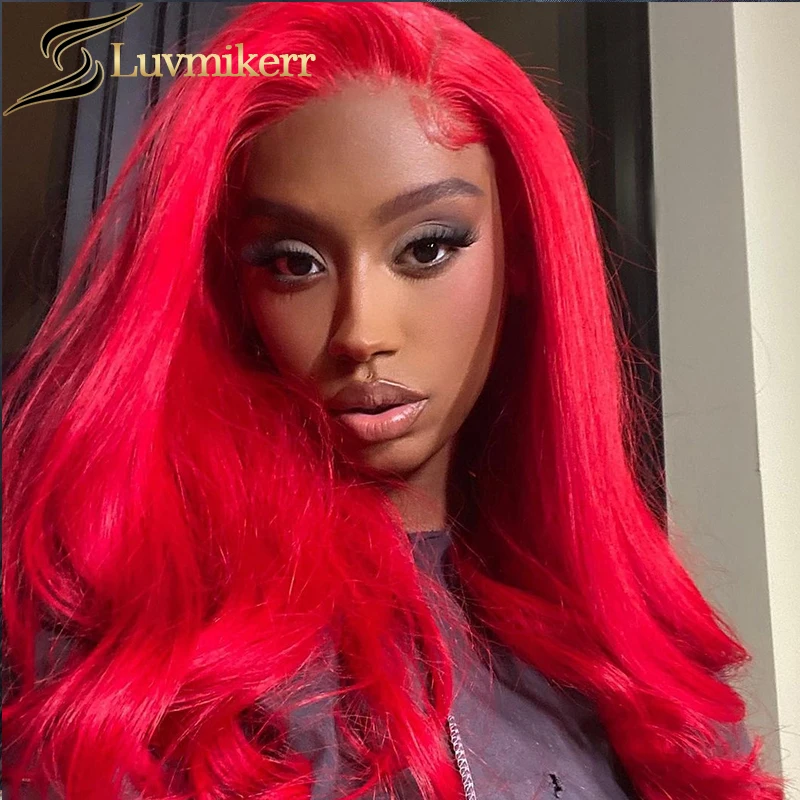 Peruca de Cabelo Perucas da Parte Dianteira do Laço para Mulher Vermelha Reta Laço Frontal Humano hd Transparente Tuleful Glueless Completa 40 30 Polegada Cor 13x4 4 Cheap Apliques com cabelo humano