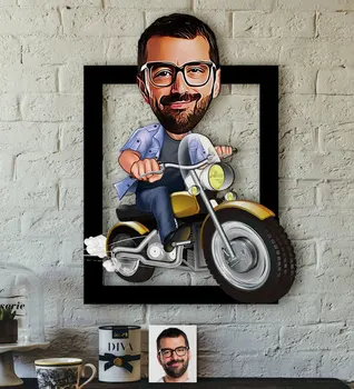 

Personalized Men Biker Caricature OF 3D Wooden Table Reliable Quality Cost Effective Gift Home Decoration Wall fun