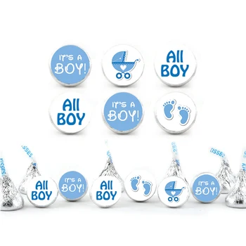 

0.75inch Blue Footprint Decoration Gift Bag Sealing Stickers baby shower Party Supplies -180pcs