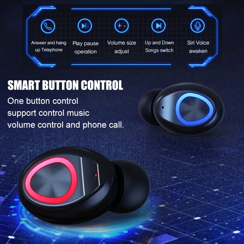 TWS Bluetooth наушники с микрофоном и светодиодным дисплеем|Наушники гарнитуры| |