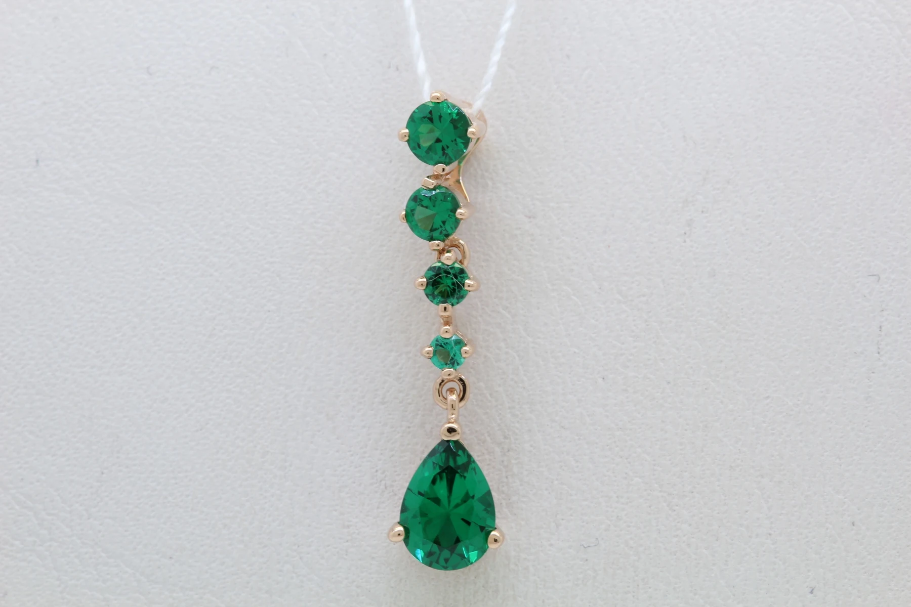 Gold pendant with emerald VALTERA 585 sterling silver