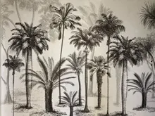 3d Wallpaper Mural Sofa-Background-Walls Rainforest Tropical Sketch Nordic Black White
