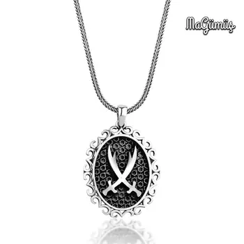 

Double Zulfiqar Male Silver Necklace Chain