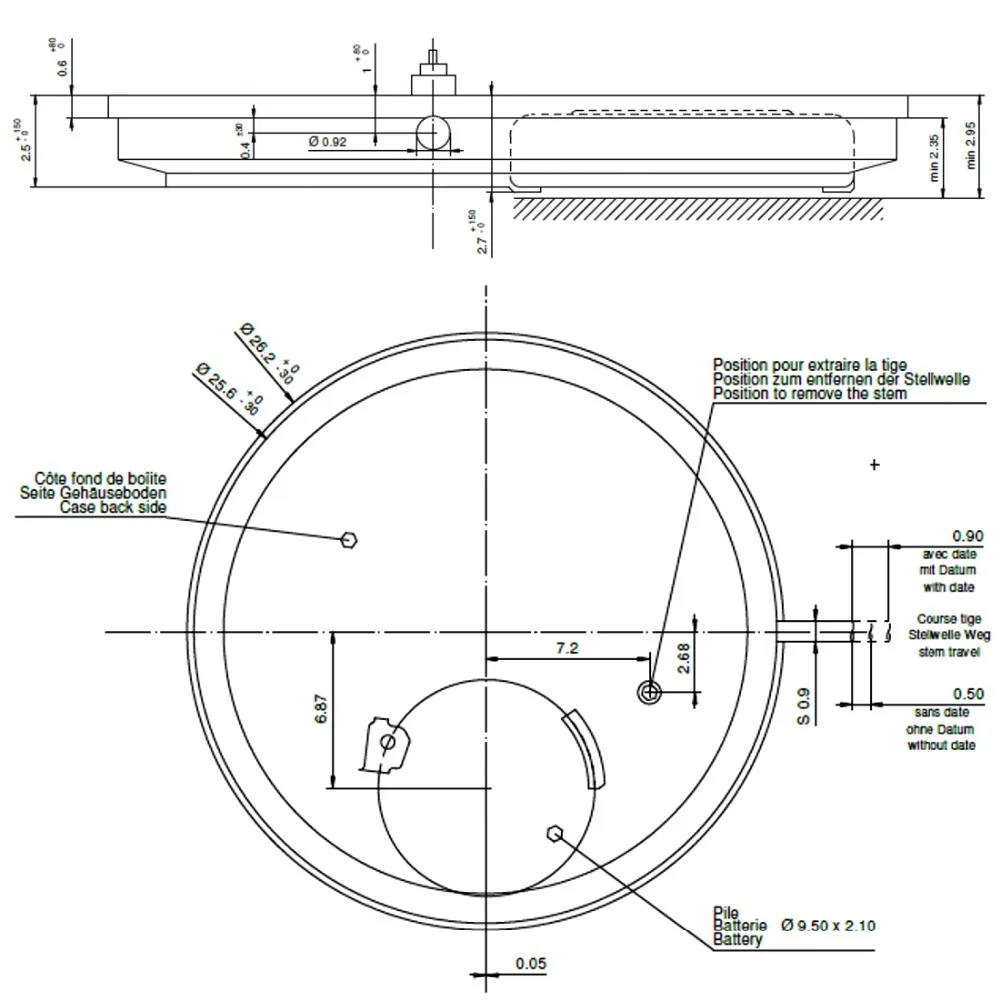 come4buy.com Movimento RONDA 715 Orologio al quarzo originale a 3 lancette con movimento Harley