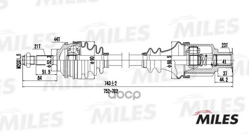 Привод В Сборе Renault Megane I 1.4-2.0 96-03 Прав. Abs Miles Gc02115 Miles арт. GC02115