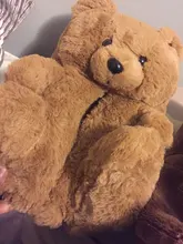 Zapatillas de casa afelpadas de oso de peluche para mujer, calzado para estar en casa, marrón, suave, antideslizante, de piel sintética, bonitas y esponjosas, Zapatillas de casa, cálido para invierno