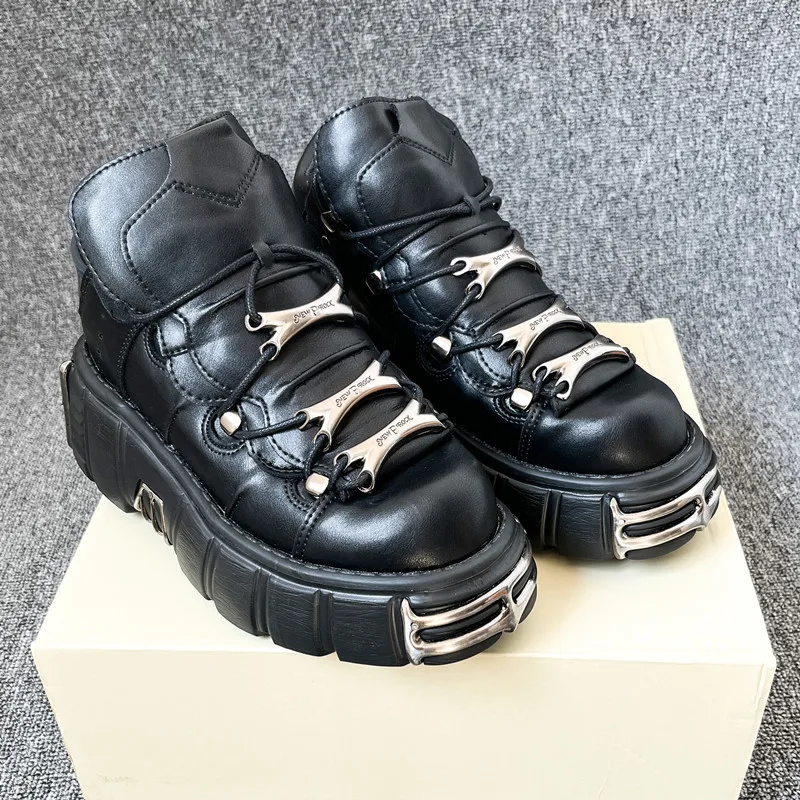 靴 Le decore Punk Women Sneakers 6cm Platform Shoes Woman Metal