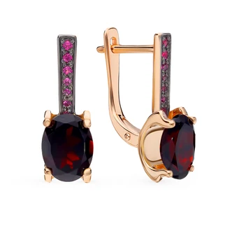 

Gold earrings with cubic zirconia and Garnet sunlight sample 585