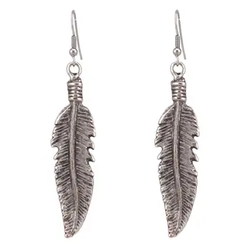 

Earrings jewelery feather (Lock-hook, jewelery alloy, silver) 53228