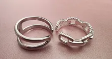 925 plata esterlina anillo abierto anillos para las mujeres INS nicho Irregular ola de arena superficie de fideos Original cumpleaños fiesta regalo
