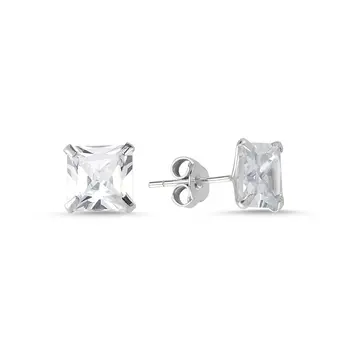 

Angemiel 925 Silver 6mm Square Zircon Engagement Earrings