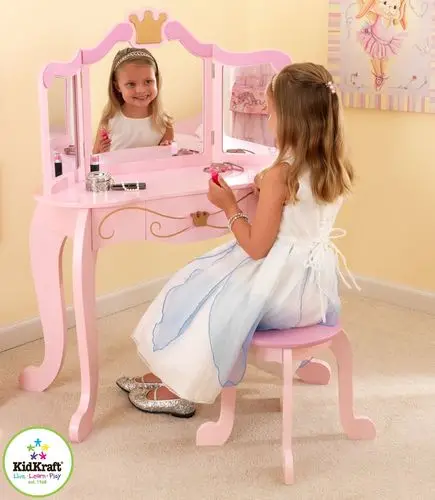 Туалетный столик(трельяж) с зеркалом для девочки "Принцесса"(Princess Vanity& Stool