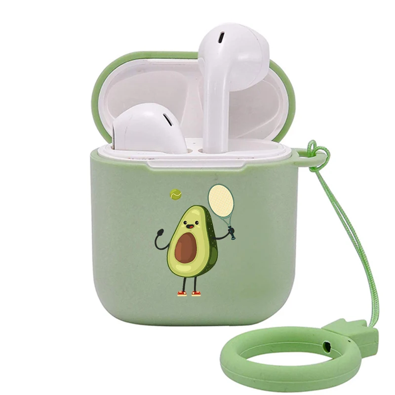 200823 Милый чехол для Apple airpods чехол мультфильм авокадо Bluetooth наушники чехол для Airpods 1 2 сумки для зарядки наушники мягкий чехол крючки - Цвет: 200823
