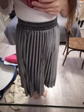 Falda plisada de terciopelo para mujer falda larga clásico informal de cintura alta color gris y coreano para fiesta y escuela 2020