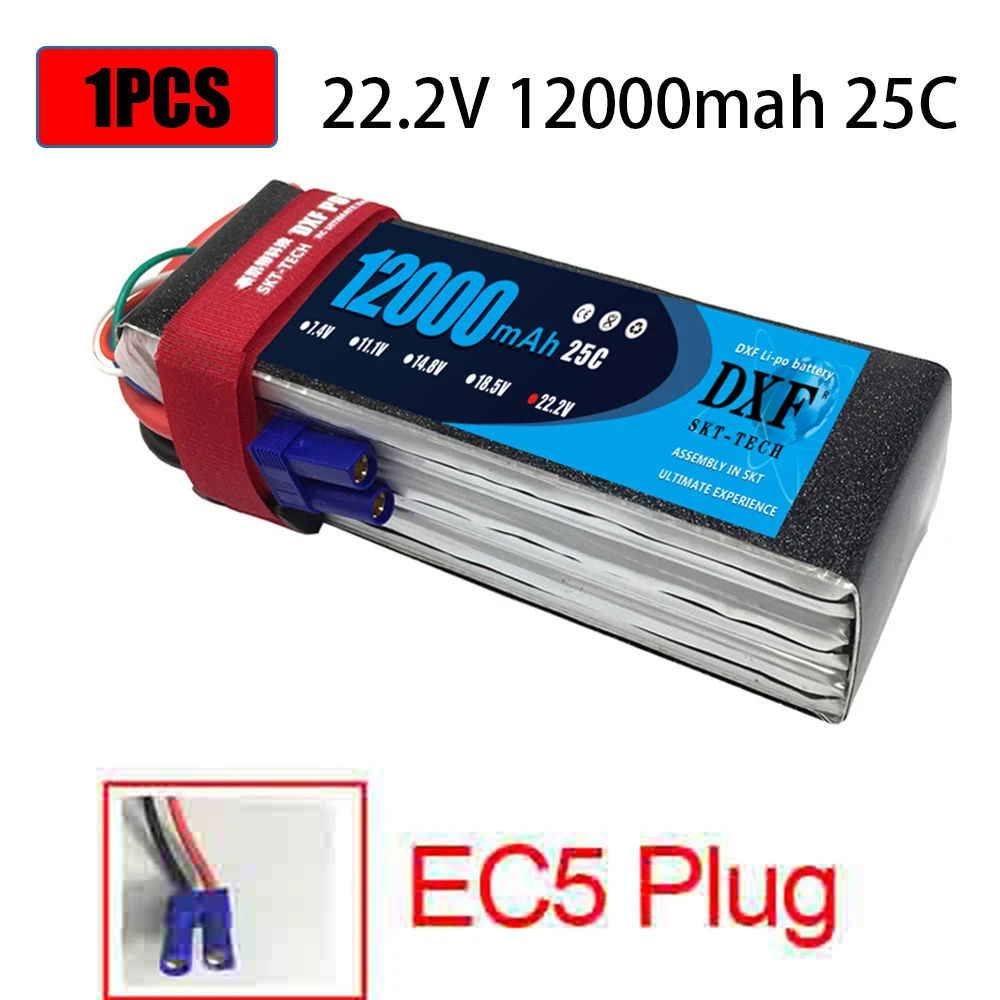 DXF 22,2 V 6S 12000MAH 25C-50C Lipo батарея RC AKKU Bateria для самолета вертолета лодки FPV дрона БПЛА - Цвет: 1PCS12000SoftEC5