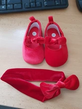 Zapatos de terciopelo para bebés recién nacidos, primeros pasos + banda para mano, para fiesta de cumpleaños, 0-18 meses