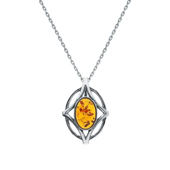 

Silver Pendant with amber sunlight sample 925