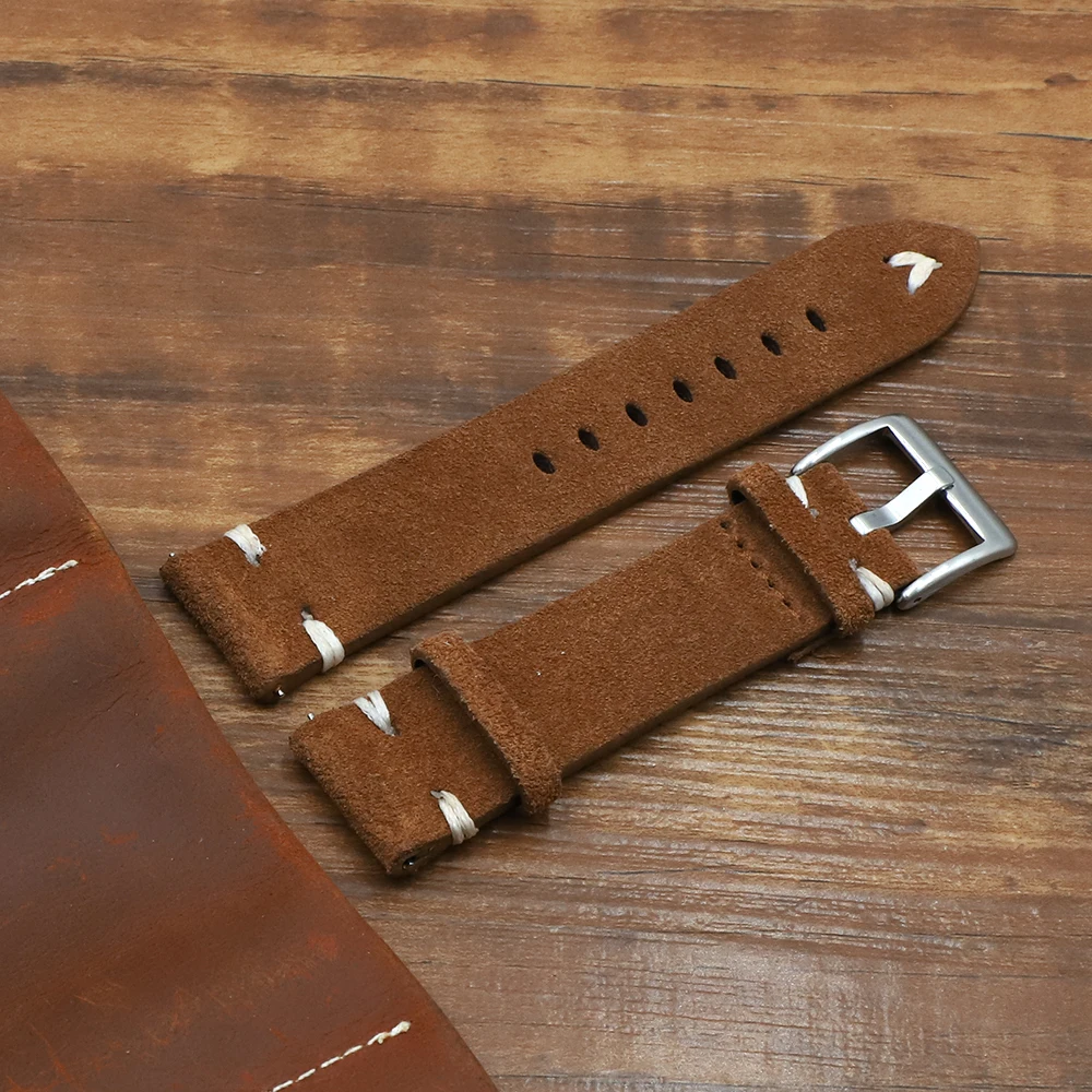 High Quality Genuine Suede Leather Watch Strap 18mm 20mm 22mm 24mm