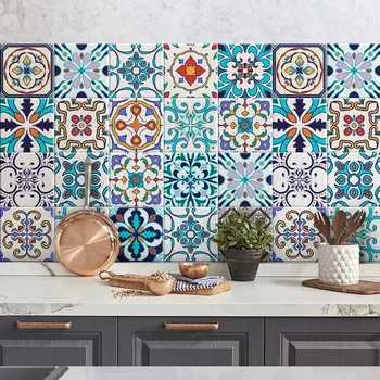 

Packaging 24 tile stickers size 15x15 cm - Made in Italy PVC for bathroom and kitchen stickers Design - Estoril