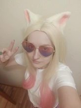 L-Email Wig Blonde Ahri Cosplay Synthetic-Hair KDA Baddest Heat-Resistant with LOL Ears