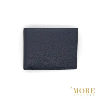 

'MOREVENEZIA MAN'S COMPACT WALLET IN HAMMED CALF SOFT LEATHER COIN CASE ID WINDOWPANE SLOT HANDMADE IN ITALY