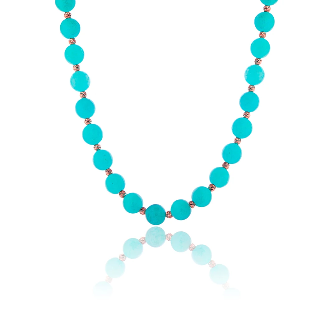 

Good Looking Rose Gold Plated Women's 925 Sterling Silver Jewelry Multiple AQUAMARİNE necklace
