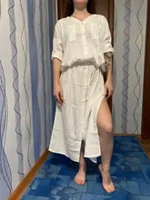 Tunic Beach Cover-Up Sarong Kaftan Swim-Wear Long Cotton -Q1111 Saida-De-Praia Vestido