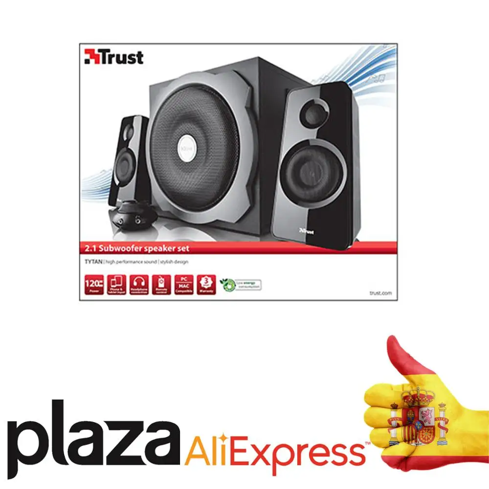 Fiducia Altoparlanti 2.1 Tytan. 60W Rms. Con I Inviare Il Cablaggio. Nero Pc Mac