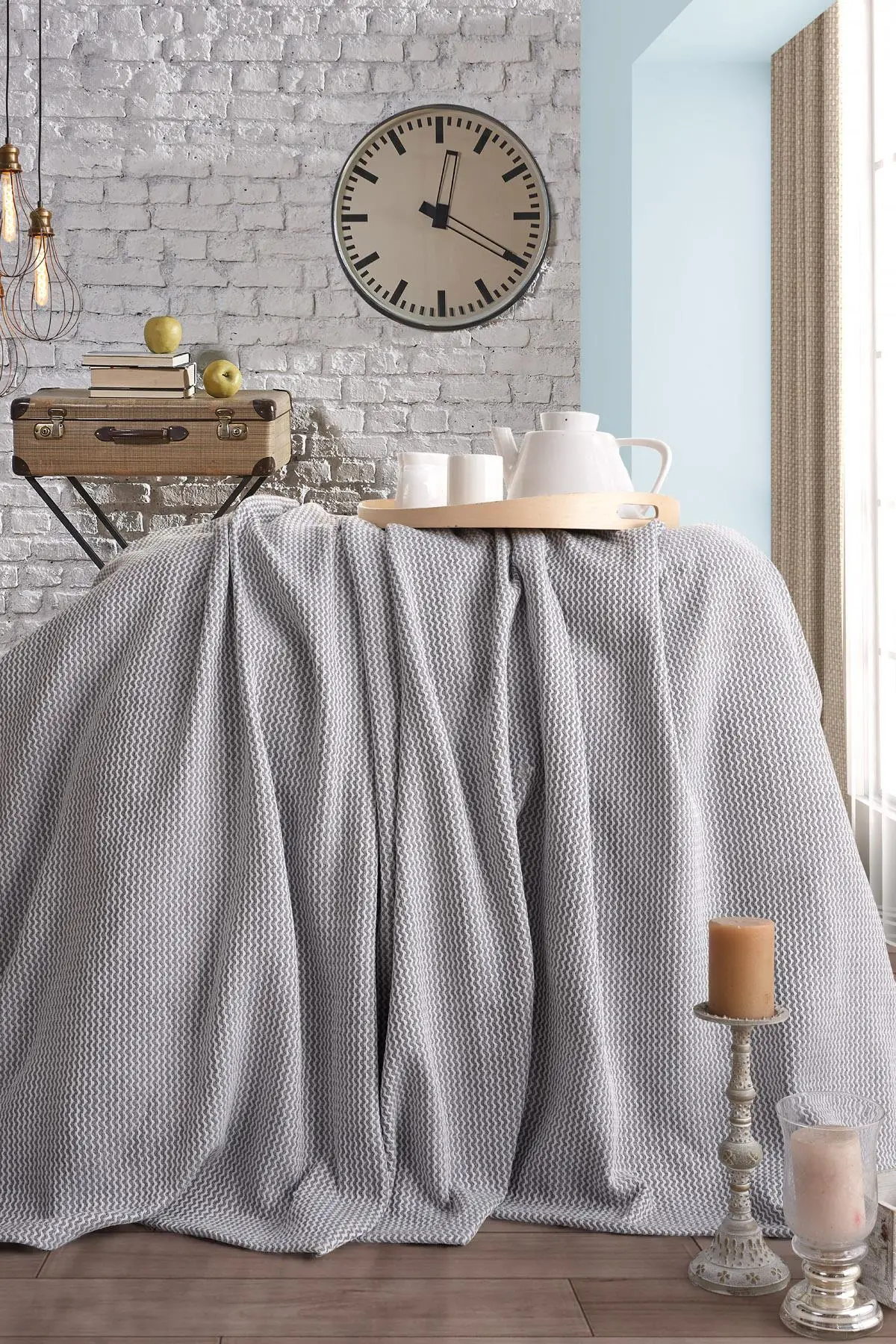 

100 Cotton Four Seasons Blanket Single Personality | Gray
