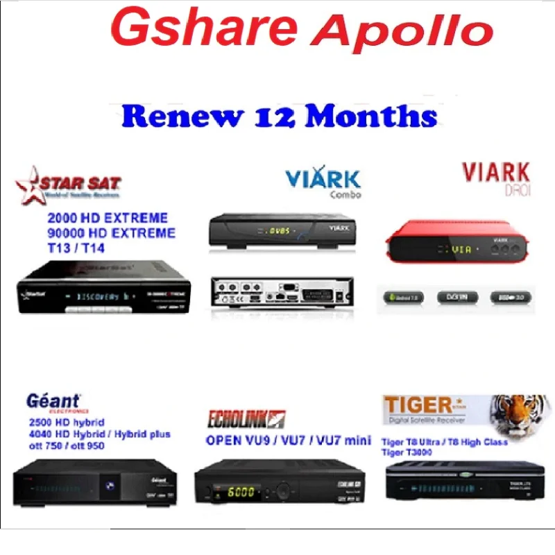 Обновление Gshare Apollo 12 месяцев гигантская звезда тигр Echolink Viark Openbox|Адаптеры AC/DC| |
