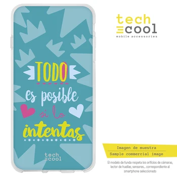 

FunnyTech®Stand case for Huawei Y5 Silicone 2018/Honor 7S L Frase "Todo is possible" fund Blue