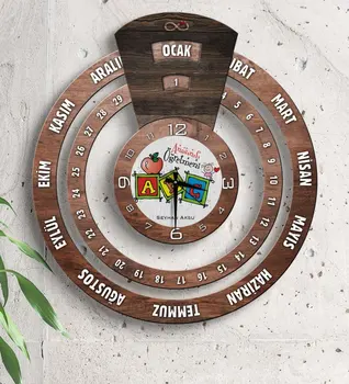 

Personalized Kindergarten Class Öğretmeni Infinite Mayan Calendar Wall Clock-1