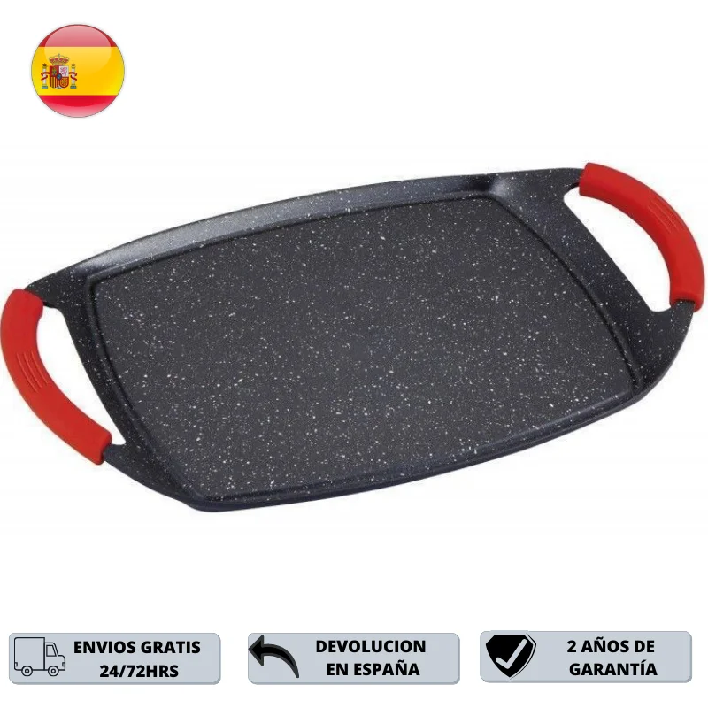 Thulos Plancha Cocina RC GPSC47BK con Inducción y Revestimiento de Piedra, Antiadherente, Ecológica y Alta Calidad. 47CM