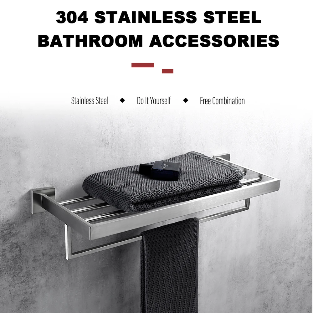 Bathroom Hardware Accessories Bathroom Hardware Set Toilet Paper Holder Clothes Hook Towel Hook Stainless Steel Bathroom Accessories Hardware Kit Wall Mount Clothe Hook Paper Holder Towel Bar Toilet Brush Holder Soap Dish
