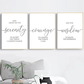 Lue's House Christian Quotes Prayer God Print Serenity Prayer Poster Courage Wisdom Typography Wall Art Picture Canvas Painting Home Decor