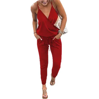

strap jumpsuit spring summer women rompers fashion casual romper solid overalls backless jumpsuits woman 2020 combinaison femme