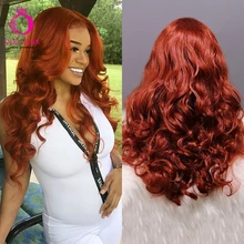 Оли высокая температура синтетический парик фронта шнурка длинные волнистые косплей парики для черных женщин бесклеевой часть оранжевый парик волос