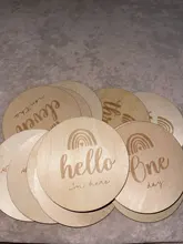 Vamos a hacer 14 unids/set 1-12 meses de bebé hecha a mano hito tarjetas Vintage fotografía apoyos de fotografía de arco iris de madera de edad tarjetas de foto recién nacido